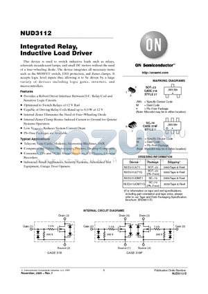 NUD3112DMT1 datasheet - Integrated Relay, Inductive Load Driver