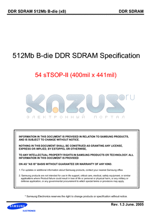 K4H510838B-N datasheet - 512Mb B-die DDR SDRAM Specification 54 sTSOP-II (400mil x 441mil)