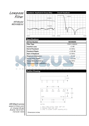 MDV8B250 datasheet - Lowpass Filter