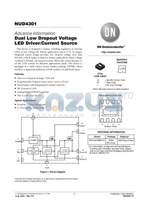 NUD4301MNT1G datasheet - Dual Low Dropout Voltage LED Driver/Current Source