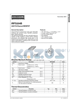 IRFS254B datasheet - 250V N-Channel MOSFET