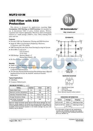 NUF2101M datasheet - USB Filter with ESD Protection