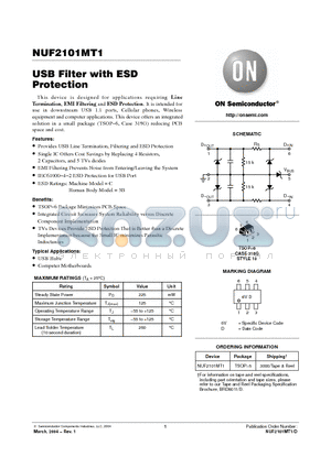 NUF2101MT1 datasheet - USB Filter with ESD Protection