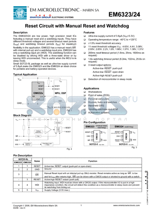 EM6323LYSP5B1.6 datasheet - Reset Circuit with Manual Reset and Watchdog