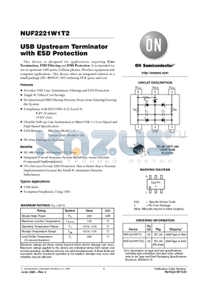 NUF2221W1T2_05 datasheet - USB Upstream Terminator with ESD Protection