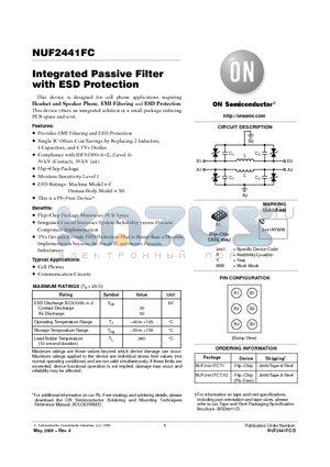 NUF2441FCT1G datasheet - Integrated Passive Filter with ESD Protection
