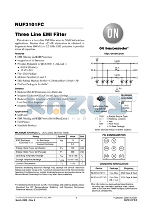 NUF3101FCT1 datasheet - Three Line EMI Filter