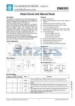 EM6325-1.6 datasheet - Reset Circuit with Manual Reset