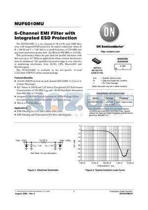 NUF6010MU datasheet - 6-Channel EMI Filter with Integrated ESD Protection