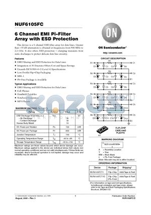 NUF6105FCT1 datasheet - 6 Channel EMI Pi-Filter Array with ESD Protection