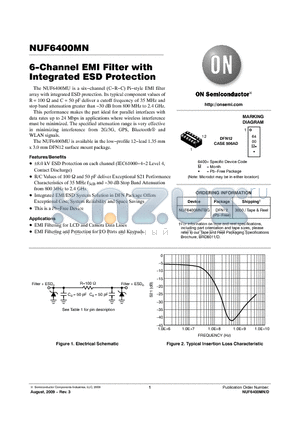 NUF6400MNTBG datasheet - 6-Channel EMI Filter with Integrated ESD Protection