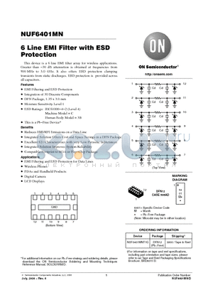 NUF6401MN datasheet - 6 Line EMI Filter with ESD Protection