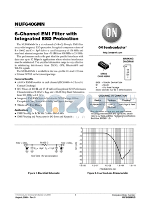 NUF6406MN datasheet - 6-Channel EMI Filter with Integrated ESD Protection