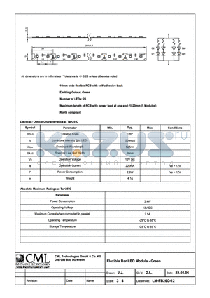 LM-FB26G-12 datasheet - Flexible Bar LED Module - Green