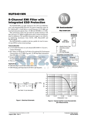 NUF8401MNT4G datasheet - 8-Channel EMI Filter with Integrated ESD Protection