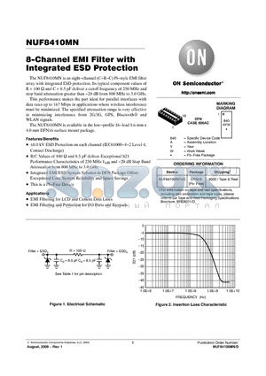 NUF8410MNT4G datasheet - 8-Channel EMI Filter with Integrated ESD Protection