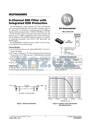NUF8600MNTXG datasheet - 8-Channel EMI Filter with Integrated ESD Protection