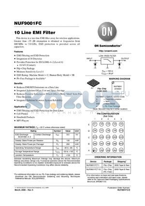 NUF9001FCT1G datasheet - 10 Line EMI Filter