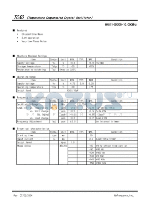 M4511-SK20B datasheet - Temperature Compensated Crystal Oscillator