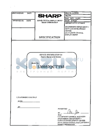 LM057QCTT03 datasheet - DEVICE SPECIFICATION for Passive Matrix LCD Module