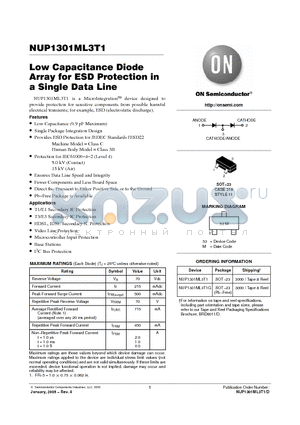 NUP1301ML3T1 datasheet - Low Capacitance Diode Array for ESD Protection in a Single Data Line