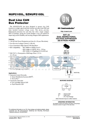 NUP2105LT1 datasheet - Dual Line CAN Bus Protector