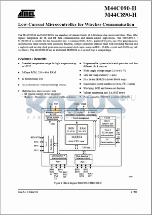 M44C890-H datasheet - Low-Current Microcontroller for Wireless Communication