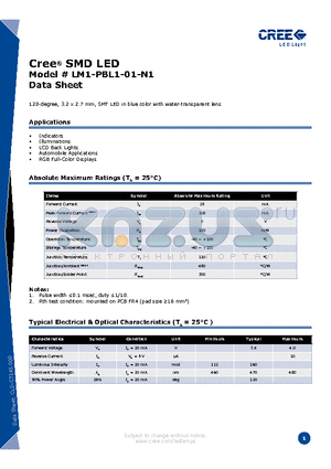 LM1-PBL1-01-N1 datasheet - SMD LED