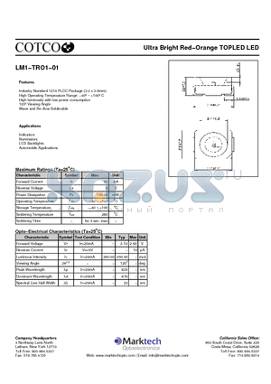 LM1-TRO1-01 datasheet - Ultra Bright Red−Orange TOPLED LED