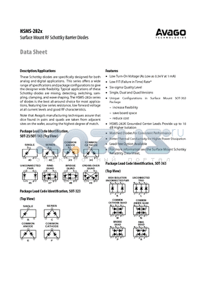 HSMS-2822-BLKG datasheet - Surface Mount RF Schottky Barrier