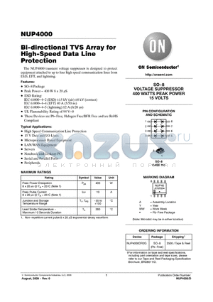 NUP4000 datasheet - Bi-directional TVS Array for High-Speed Data Line Protection