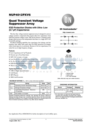 NUP4012PXV6 datasheet - Quad Transient Voltage Suppressor Array