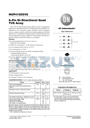 NUP4102XV6 datasheet - 6−Pin Bi−Directional Quad TVS Array