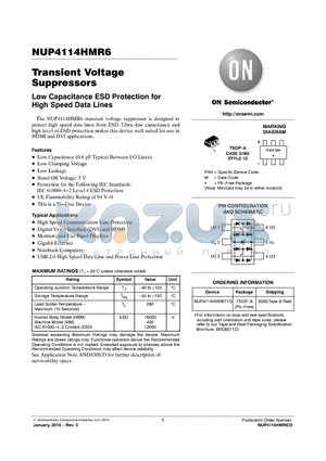 NUP4114HMR6 datasheet - Transient Voltage Suppressors Low Capacitance ESD Protection for High Speed Data Lines