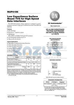 NUP4106 datasheet - Low Capacitance Surface Mount TVS for High-Speed Data Interfaces