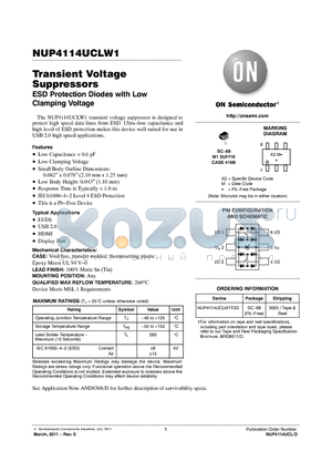 NUP4114UCLW1 datasheet - Transient Voltage Suppressors