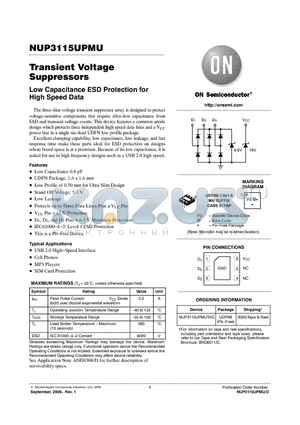 NUP3115UPMUTAG datasheet - Transient Voltage Suppressors