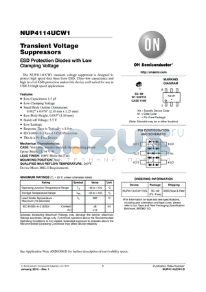 NUP4114UCW1T2G datasheet - Transient Voltage Suppressors