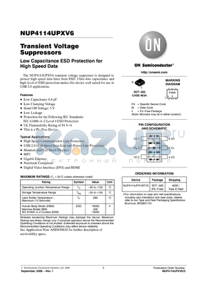 NUP4114UPXV6 datasheet - Transient Voltage Suppressors