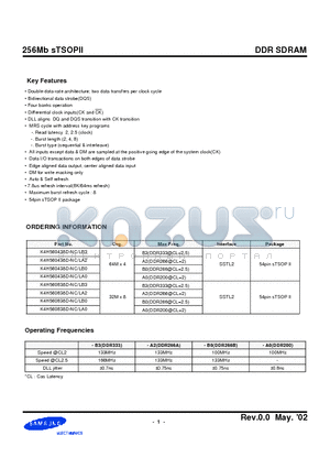 K4H560438D-NC datasheet - 256Mb sTSOPII