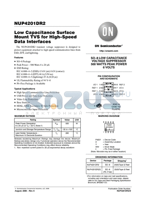 NUP4201DR2 datasheet - Low Capacitance Surface Mount TVS for High-Speed Data Interfaces