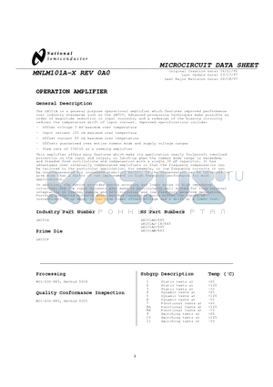 LM101AJ-14/883 datasheet - OPERATION AMPLIFIER