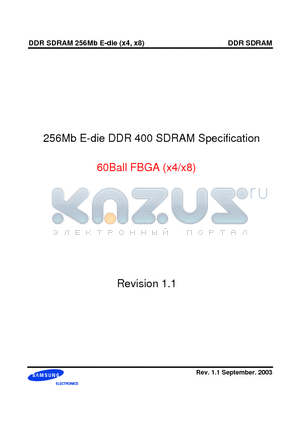 K4H560438E-GCC4 datasheet - 256Mb E-die DDR 400 SDRAM Specification 60Ball FBGA (x4/x8)