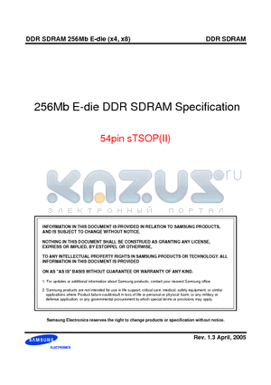 K4H560438E-NCB0 datasheet - 256Mb E-die DDR SDRAM Specification 54pin sTSOP(II)