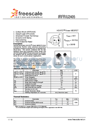 IRFU2405 datasheet - HEXFET^ Power MOSFET