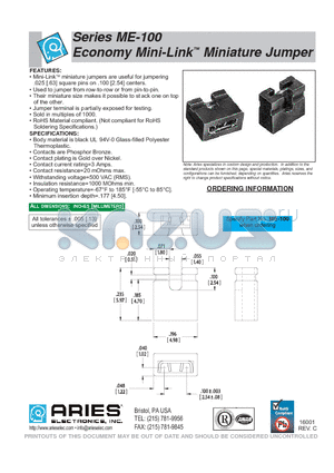 ME-100 datasheet - Economy Mini-Link Miniature Jumper