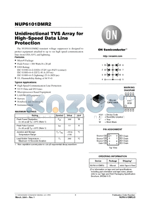 NUP6101DMR2 datasheet - Unidirectional TVS Array for High-Speed Data Line Protection