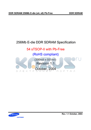 K4H560438E-VC/LB3 datasheet - 256Mb E-die DDR SDRAM Specification 54 sTSOP-II with Pb-Free (RoHS compliant)