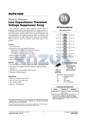 NUP8100D datasheet - Low Capacitance Transient Voltage Suppressor Array