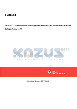 LM10500 datasheet - LM10500 5A Step-Down Energy Management Unit (EMU) With PowerWise^ Adaptive Voltage Scaling (AVS)